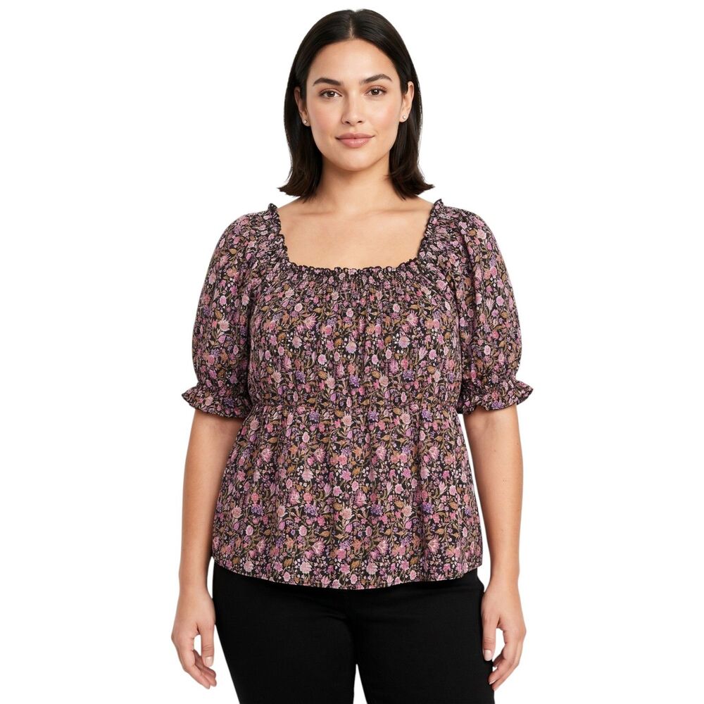 Old Navy Floral Puff Sleeve Blouse Large